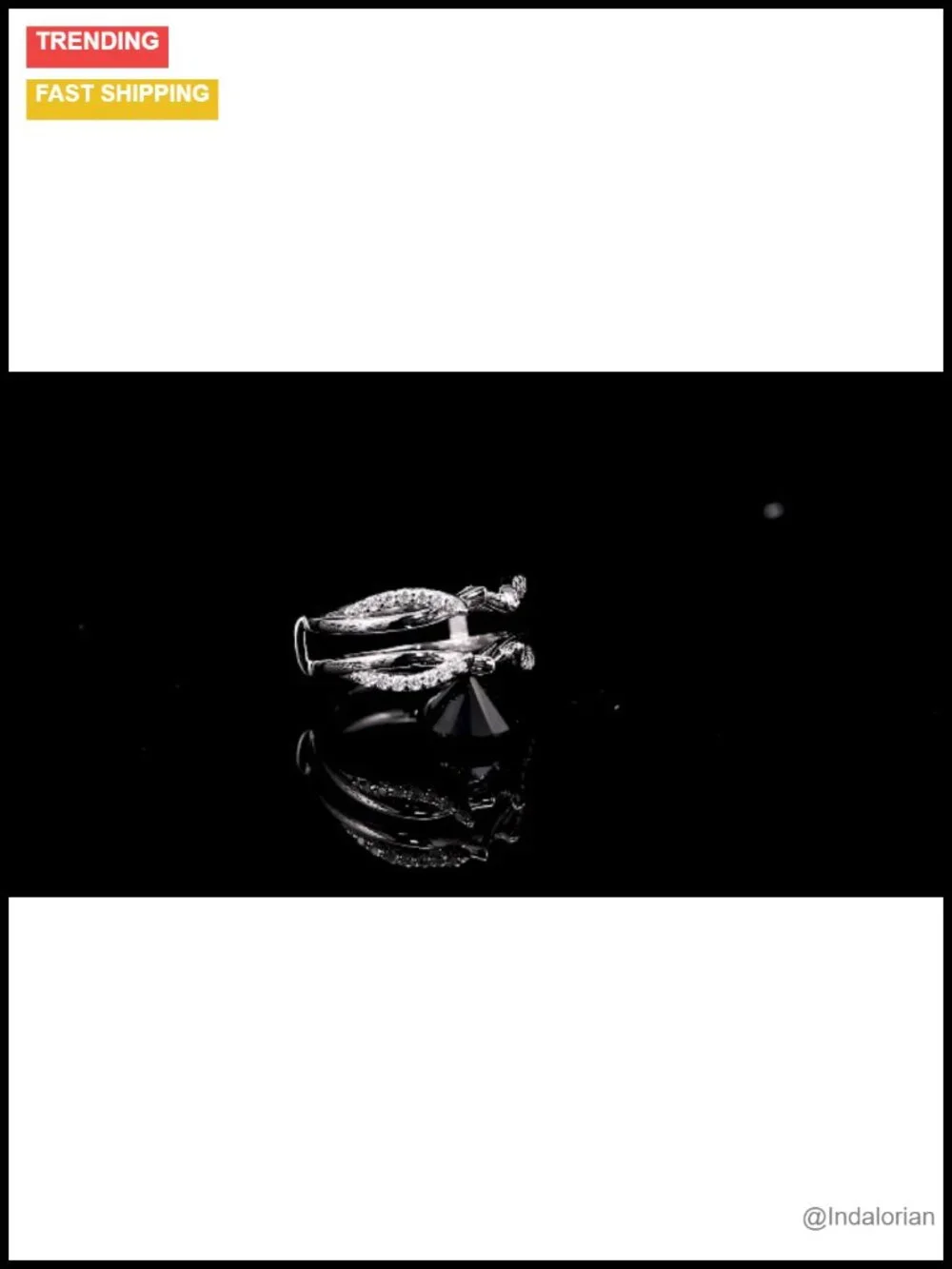 Moissanite Ring Enhancer Curved Guard Sterling Silver 18K White Gold Plated